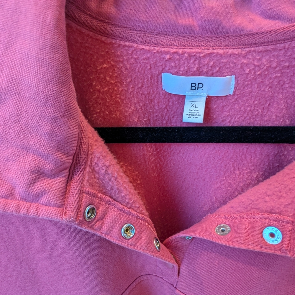 BP Pink Fleece Cropped Pullover With Button Collar - Picture 4 of 6
